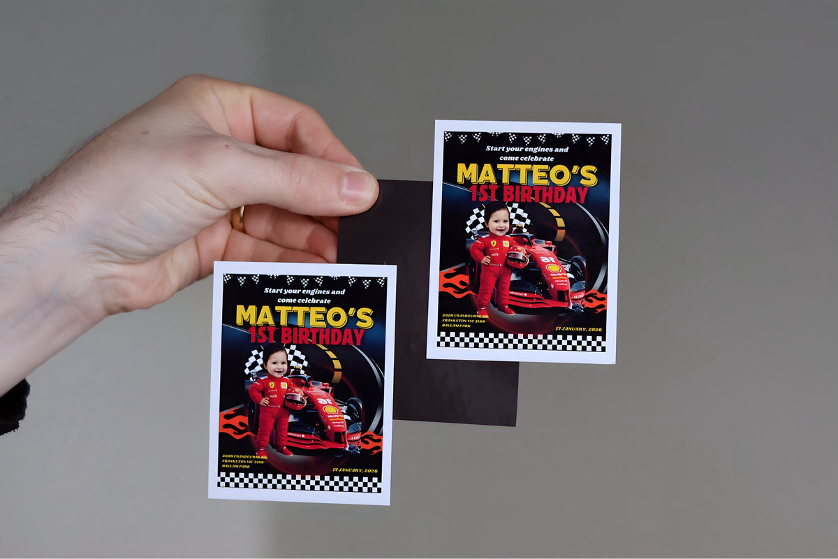 Custom photo magnet with a classic border style